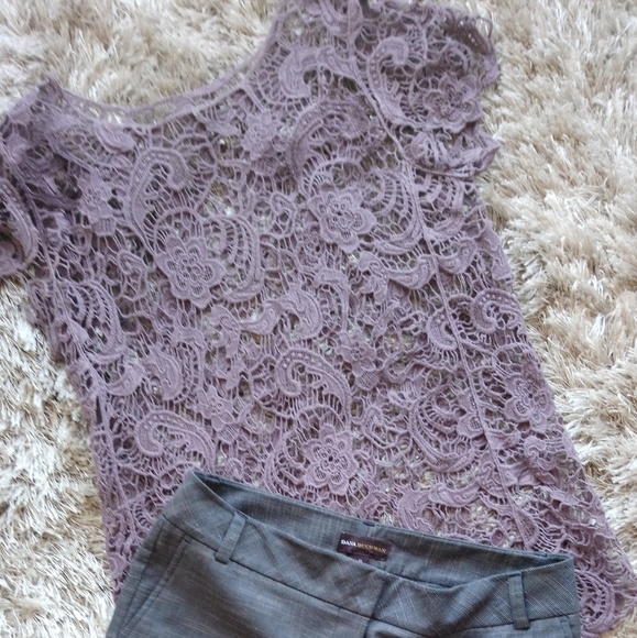 EUC Maurice's Purple Gray Lace Top - Picture 2 of 4